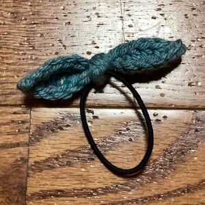 Handmade crochet bow hair tie